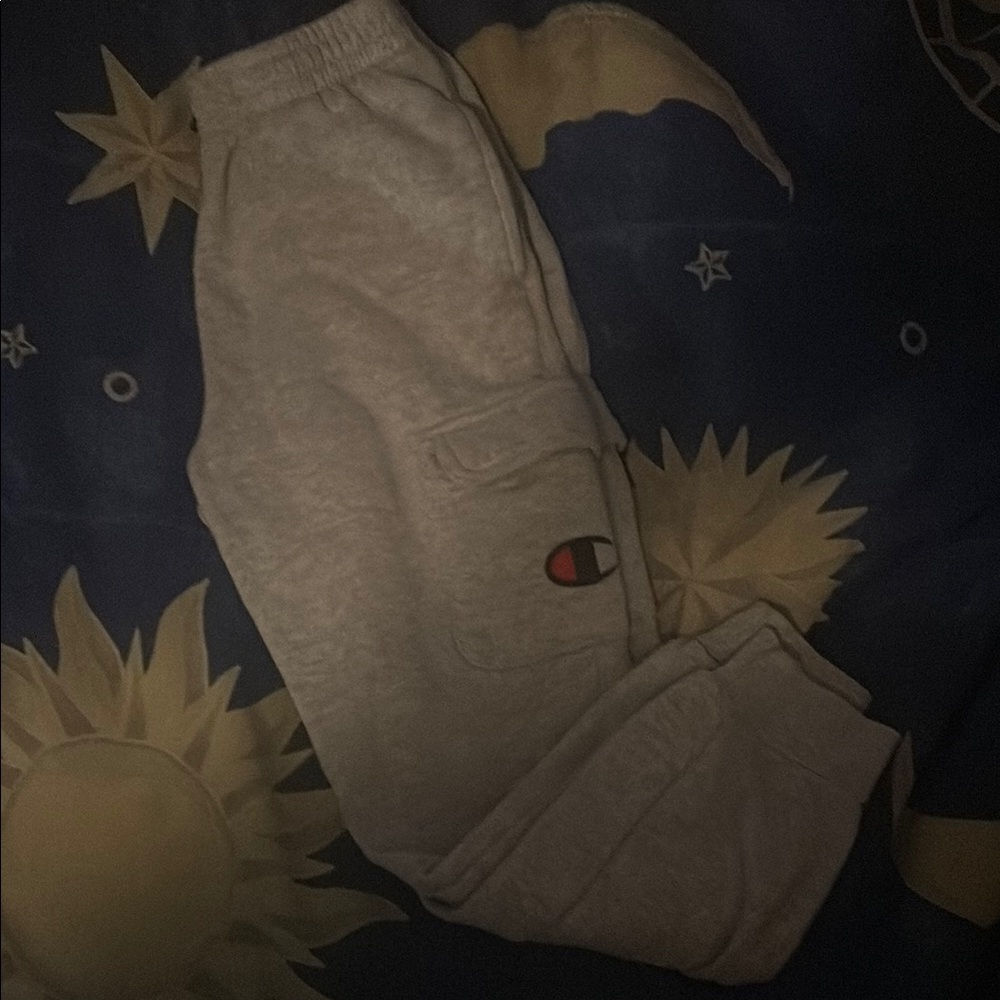 Champion Light Gray Joggers with Logo